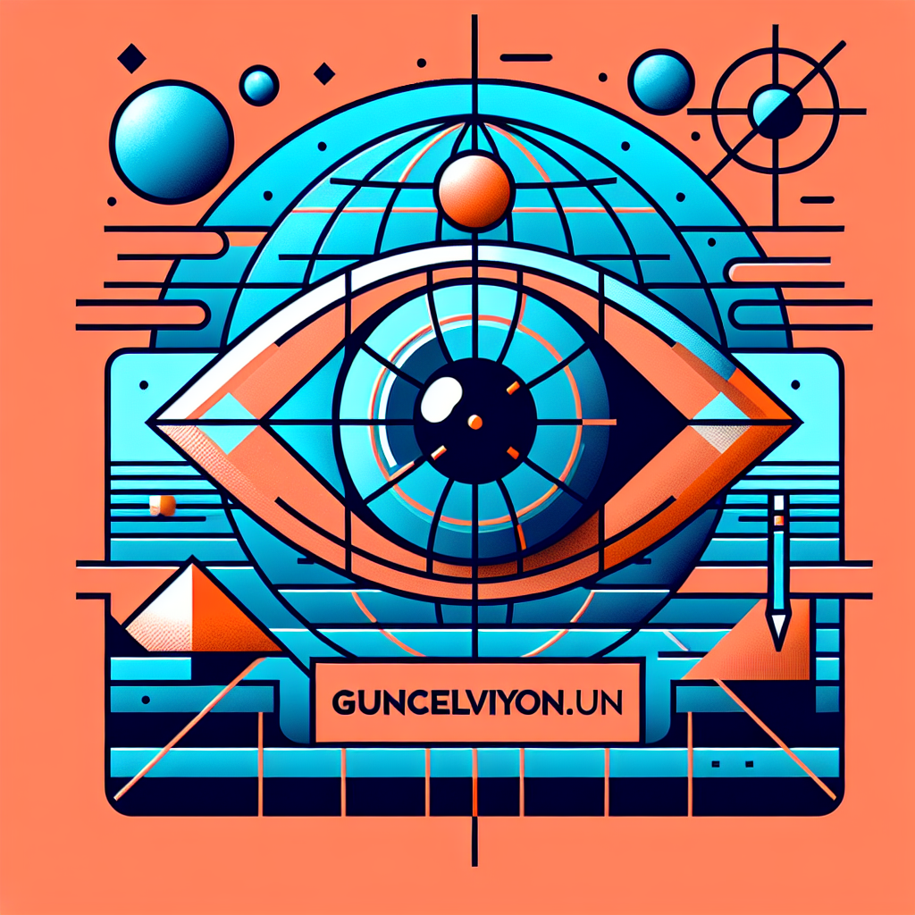 Create a modern and visionary logo for a news website called \'GuncelVizyon.fun\'. Use clean, futuristic shapes or symbols like an eye, perspective lines, or a globe to represent insight and current trends. The color palette should include indigo (#3f51b5), coral orange (#ff7043), and sky blue (#81d4fa). Typography should be sleek and sans-serif, conveying clarity and intelligence, with a slightly playful tone reflecting the \'.fun\' domain.